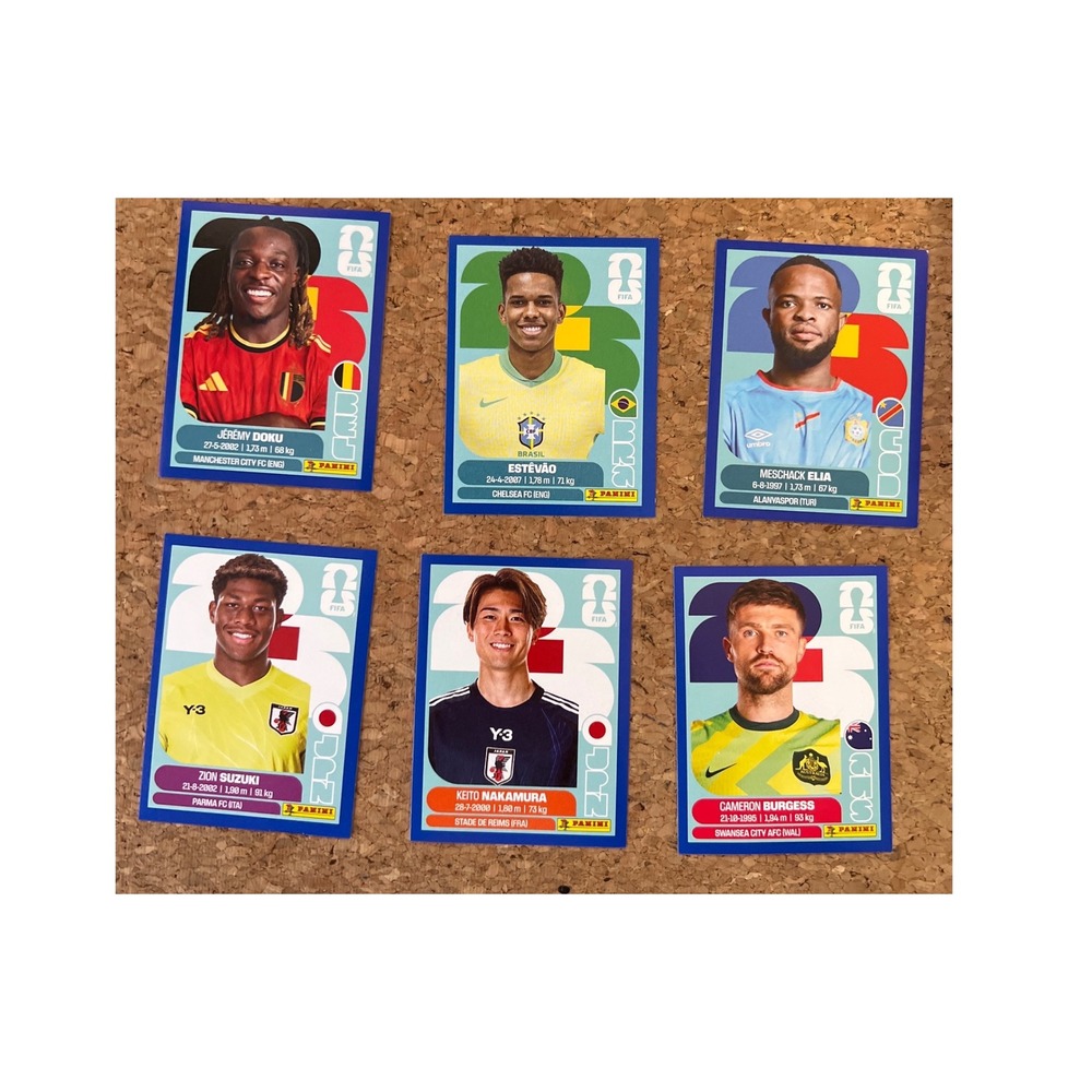 Panini FIFA World Cup 2026 Paralell Blue Trim Sticker Lot 6pc BELBRACODJPNAUD